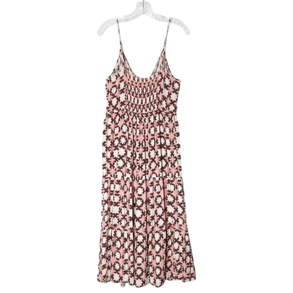 LOFT Sun Washed Floral Twist Tiered Midi Sundress Brown and Pink Women’s Size 12 - Picture 3 of 10